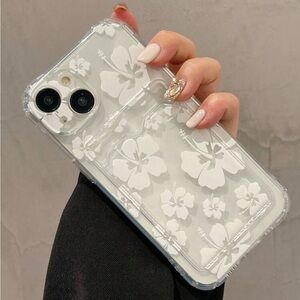 ⚠️Clearance iPhone 15 / 15 Pro Floral Clear Phone Case - White